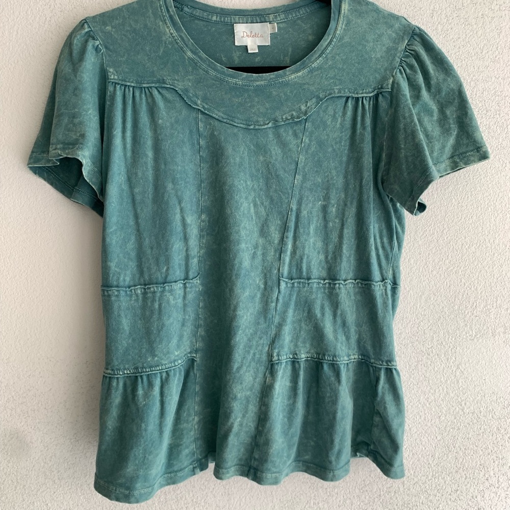 Anthropologie scoop neck acid wash top